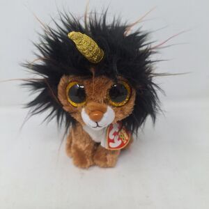 TY Beanie Boos Ramsey The Unicorn Lion Stuffed Animal Plush Brown Black Gold